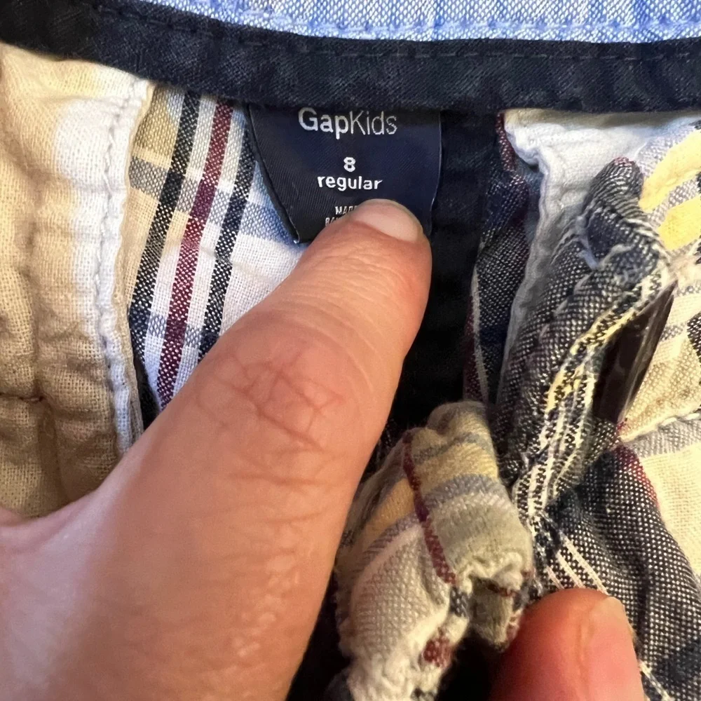 GAP Kids Plaid Shorts with Blue and Cream Highlights